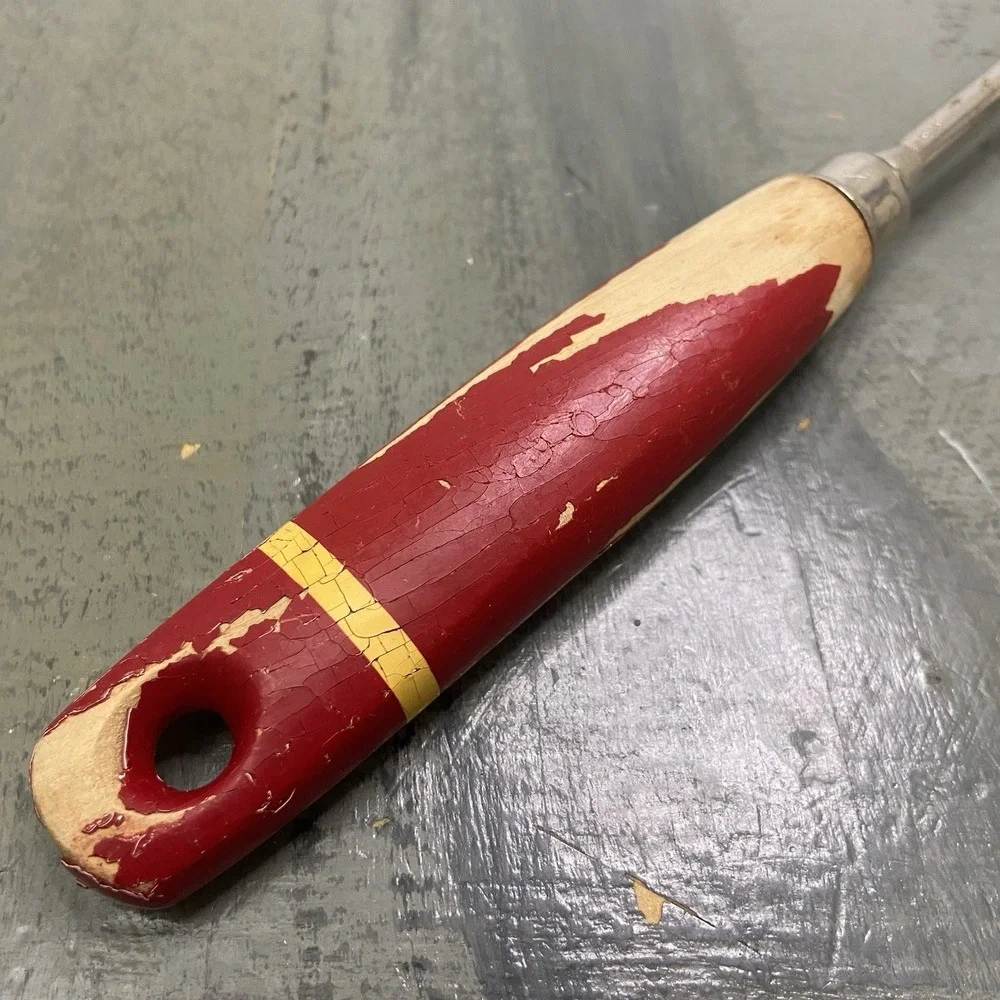 Vintage Kitchamajig Ecko USA Red Wooden Handle Strainer Kitchen Utensil